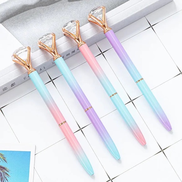 Cotton Candy, Gradient Color Diamond Pens, Medium Tip, Ball Point Pen, Set Of 4 - Picture 2 of 15